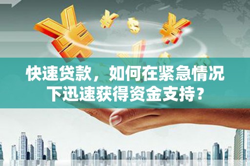 河源快速贷款，如何在紧急情况下迅速获得资金支持？