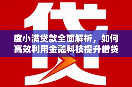 河源度小满贷款全面解析，如何高效利用金融科技提升借贷体验
