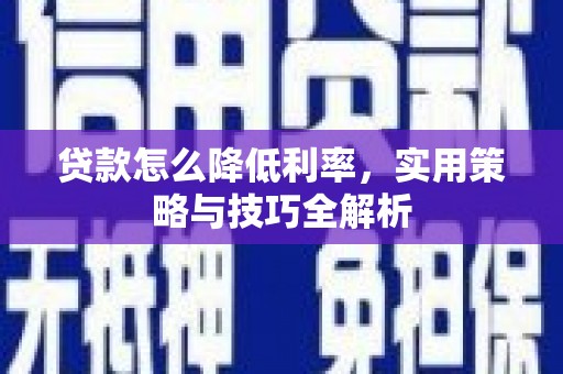 河源贷款怎么降低利率，实用策略与技巧全解析