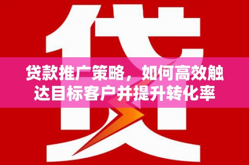 河源贷款推广策略，如何高效触达目标客户并提升转化率