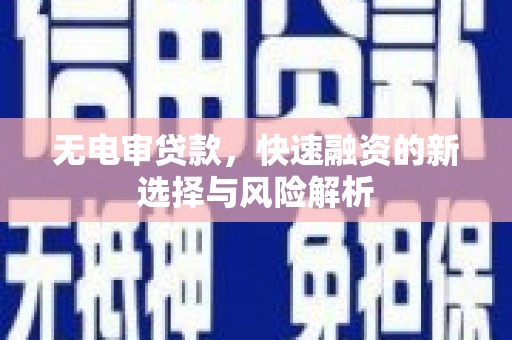 河源无电审贷款，快速融资的新选择与风险解析