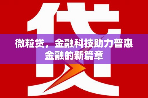 河源微粒贷，金融科技助力普惠金融的新篇章