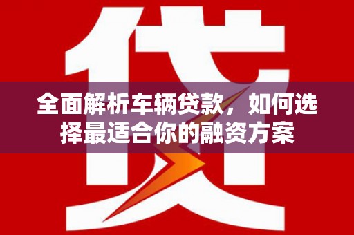 河源全面解析车辆贷款，如何选择最适合你的融资方案